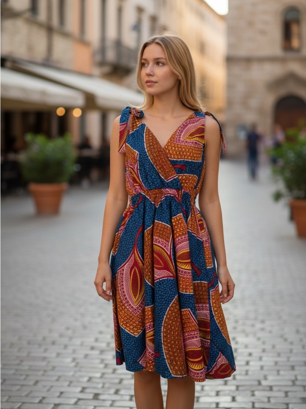 Colorful Sleeveless Wrap Dress size S